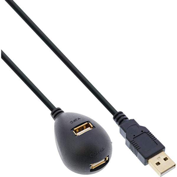 InLine 34652 USB-kablar 2 m USB A 2 x USB A 0,48 Gbit/s Svart