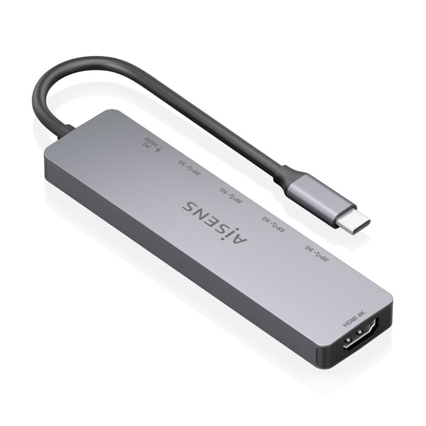 AISENS ASUC-6P047-GR kannettavien tietokoneiden telakka ja porttitoistin Langallinen USB 3.2 Gen 1 (3.1 Gen 1) Type-C Harmaa