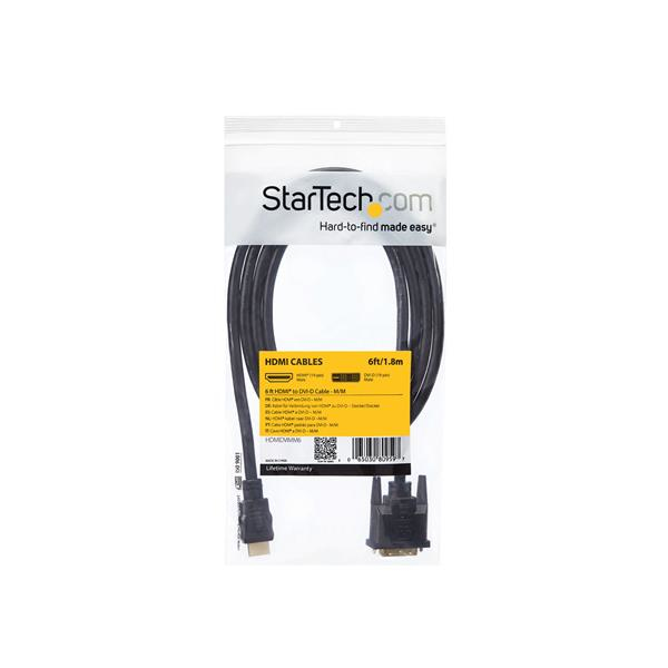 StarTech.com 1,8 m HDMI–DVI-kaapeli, DVI-D–HDMI-näyttökaapeli (1920x1200p)