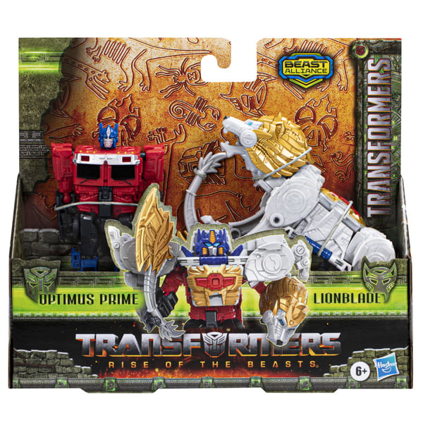 Transformers : Rise of the Beasts, Beast Alliance, Beast Combiners-2-pack med Optimus Prime och Lionblade