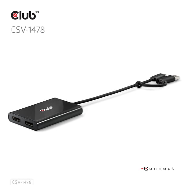 CLUB3D CSV-1478 videohaaroitin USB Type-C 2x DisplayPort