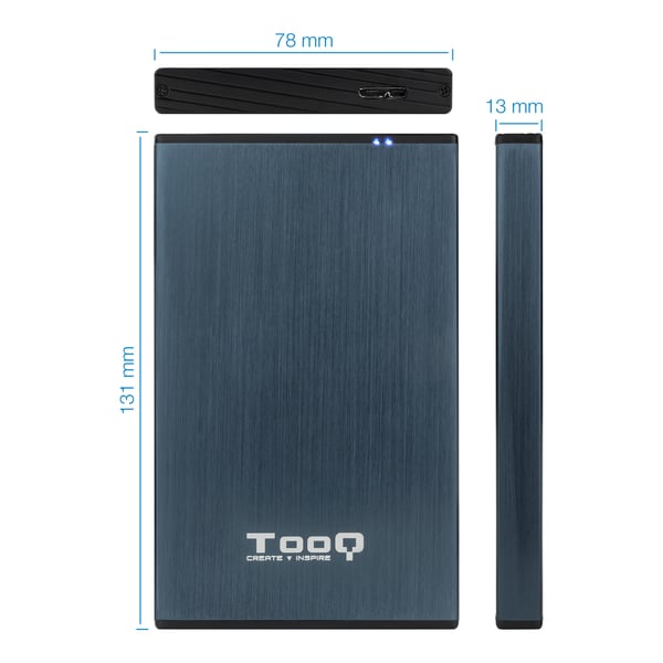 TooQ TQE-2527PB Hölje för lagringsenheter HDD-hölje Svart, Marinblå 2.5"