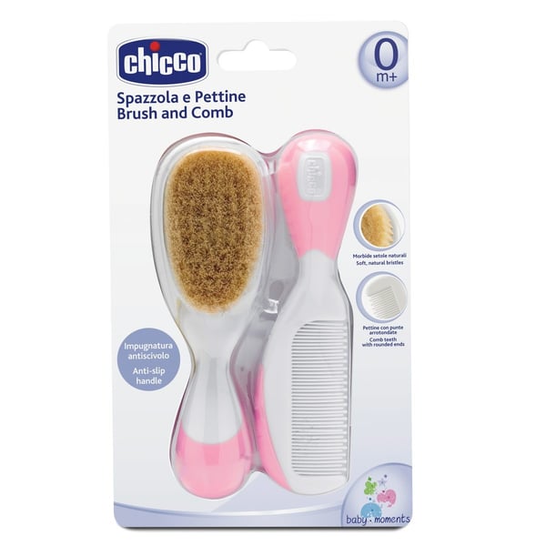Chicco 00006569100000 hiusharja ja -kampa Hiuskampa Vaaleanpunainen, Valkoinen 2 kpl