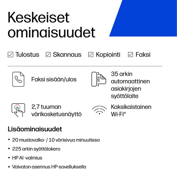 HP OfficeJet Pro 8132e Langaton All-in-One Väri Tulostin, Instant Ink; kaksipuolinen tulostus