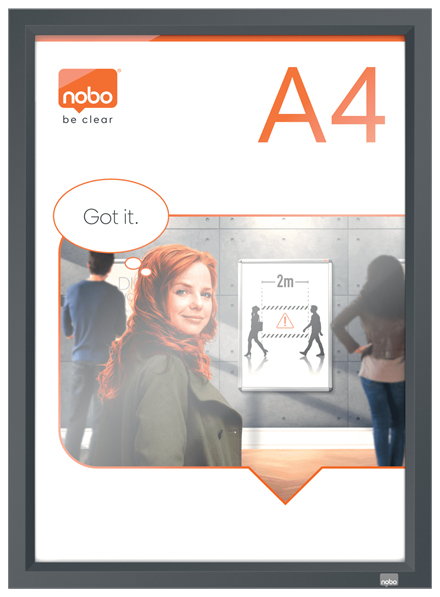 Nobo Impression Pro A4 skifteramme med sort klikramme