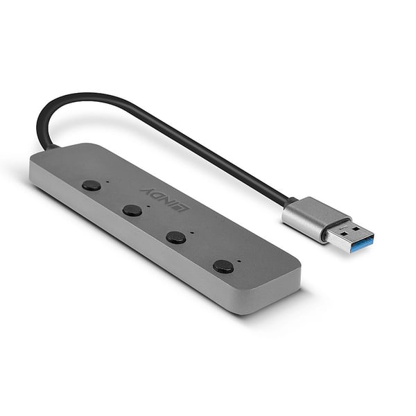 Lindy 43309 gränssnittshubbar USB 3.2 Gen 1 (3.1 Gen 1) Type-A 5 Mbit/s Grå