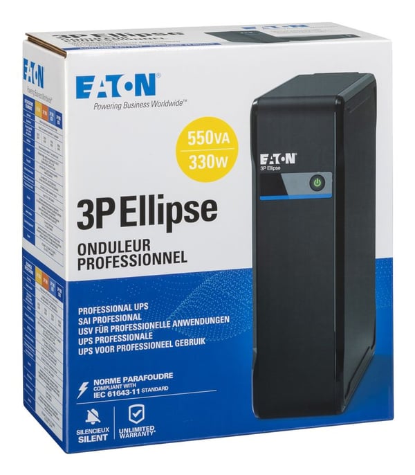 Eaton 3P Ellipse 550 DIN UPS-virtalähde Valmiustila (ilman yhteyttä) 0,55 kVA 330 W 4 AC-pistorasia(a)