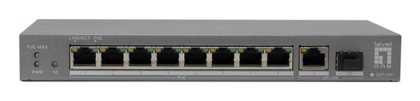 LevelOne GEP-1011 verkkokytkin Hallitsematon L2 Gigabit Ethernet (10/100/1000) Power over Ethernet -tuki Työpöytä-/seinäkiinnitys Harmaa