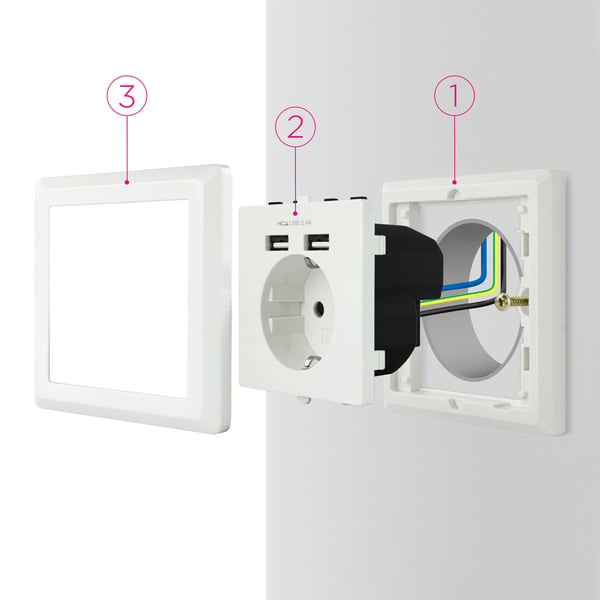 Nanocable 10.35.0010 stikkontakt CEE 7/3 + USB Hvid