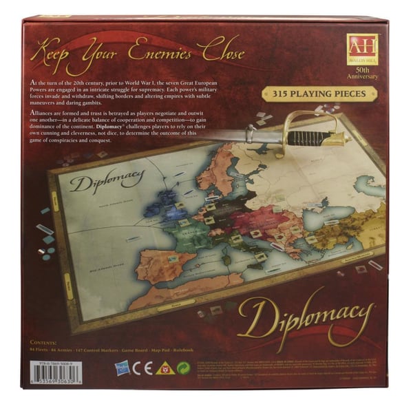 Hasbro Gaming Avalon Hill Diplomacy Brädspel Strategi