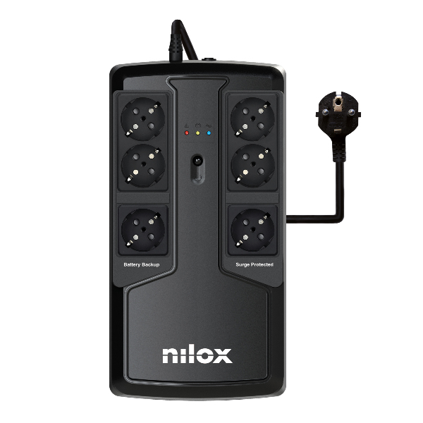 Nilox NXGCLIO8501X5V2 UPS-enhed Interaktivt indgangsstik 0,85 kVA 595 W 6 AC stikkontakt(er)
