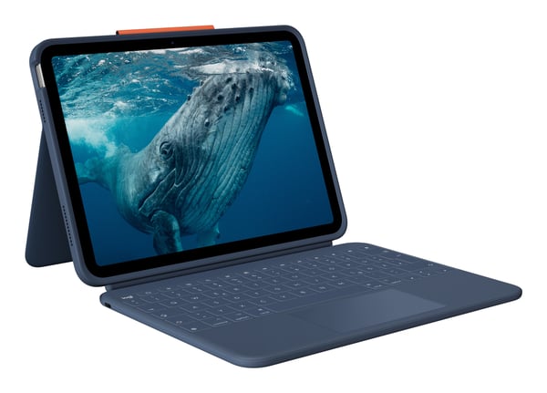 Logitech Rugged Combo 4c Touch QWERTZ tyska Smart Connector Blå