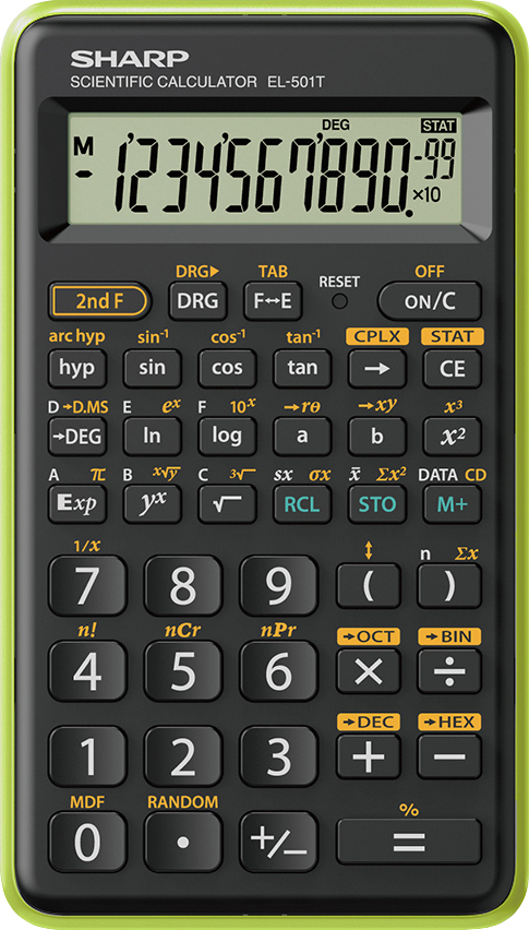 Sharp EL-501T laskin Tasku Funktiolaskin Musta, Vihreä
