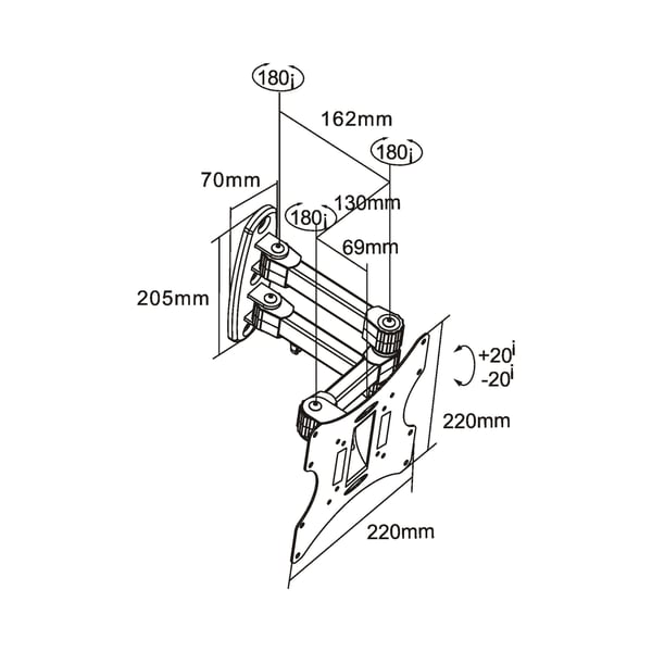 InLine 23103A tv-beslag 58,4 cm (23") Sort