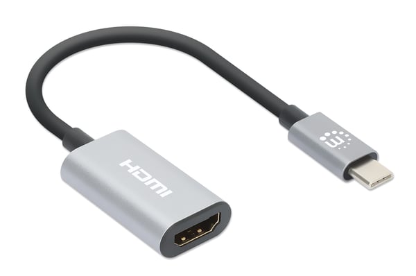 Manhattan 153973 videokabel adapter 0,11 m USB Type-C HDMI Grå