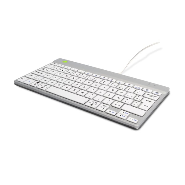 R-Go Tools Ergonomisk tastatur R-Go Compact Break, kompakt tastatur med pause-software, AZERTY (BE), kablet, hvid
