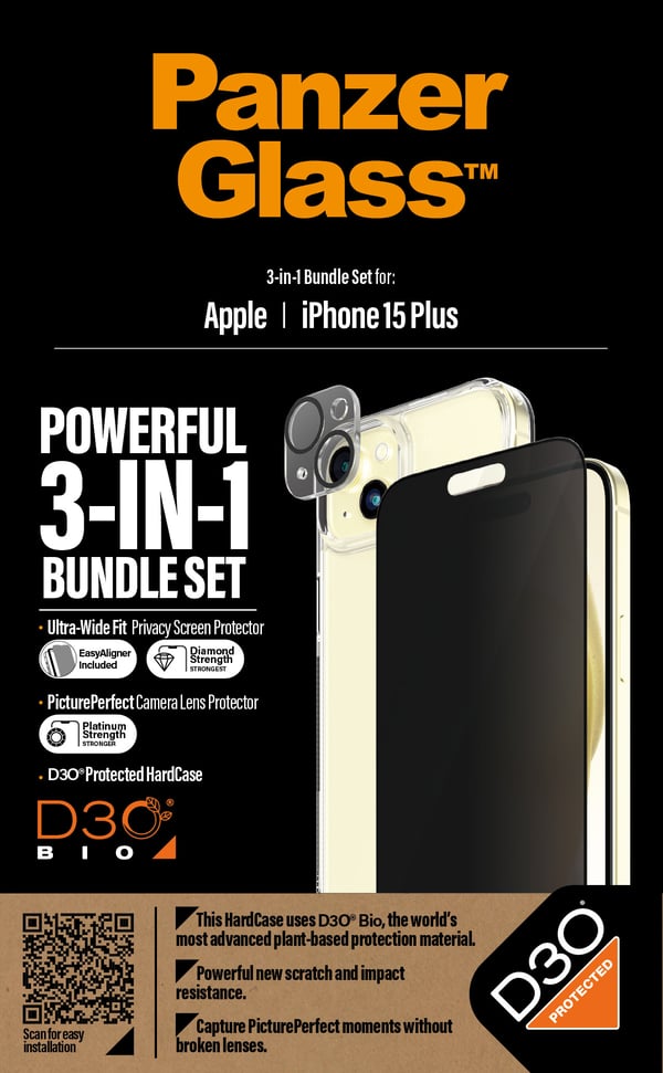 PanzerGlass ® 3-i-1 Pakke iPhone 15 Plus