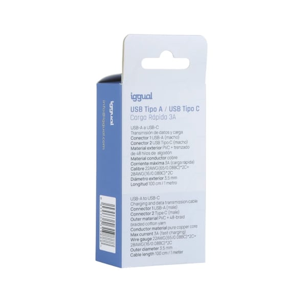 iggual IGG319888 USB-kabel 1 m USB A USB C Sort