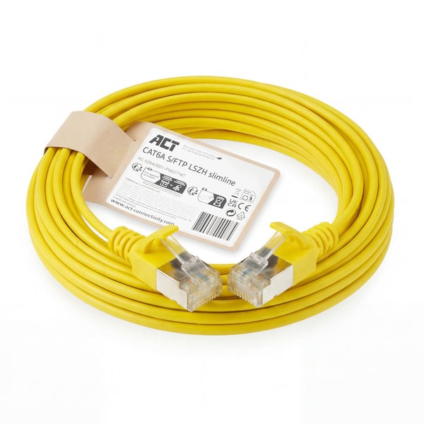 ACT DB7802 netværkskabel Gul 2 m Cat6a S/FTP (S-STP) Rund