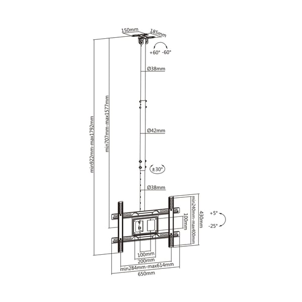 AISENS CT80TSE-075 TV-kiinnike 2,03 m (80") Musta