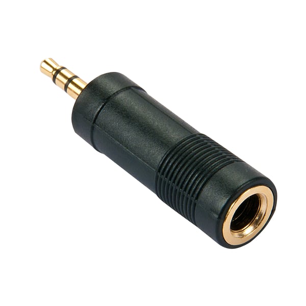 Lindy 35621 kabelomvandlare (hane/hona) 3.5mm 6.3mm Svart