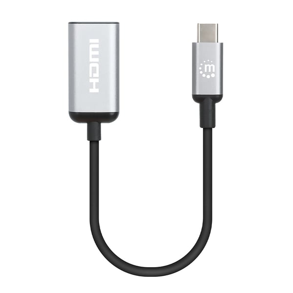 Manhattan 153706 videokabeladapter 0,15 m USB Type-C HDMI Typ A (standard) Svart, Silver