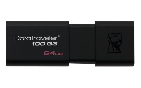 Kingston Technology DataTraveler 100 G3 USB-muisti 64 GB USB A-tyyppi 3.2 Gen 1 (3.1 Gen 1) Musta