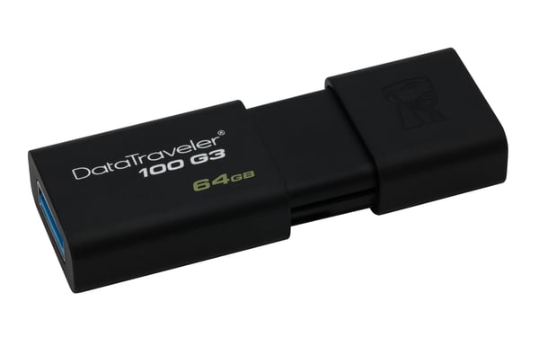 Kingston Technology DataTraveler 100 G3 USB-muisti 64 GB USB A-tyyppi 3.2 Gen 1 (3.1 Gen 1) Musta