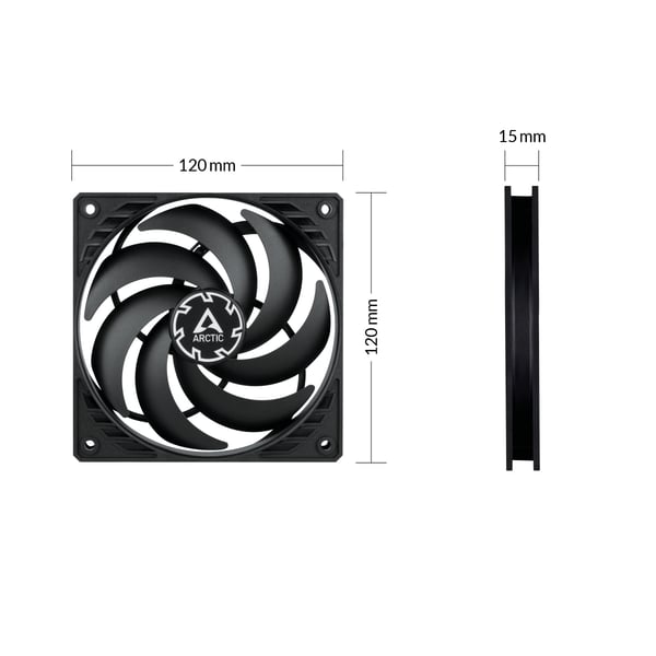 ARCTIC P12 Slim PWM PST Tietokonekotelo Tuuletin 12 cm Musta 1 kpl