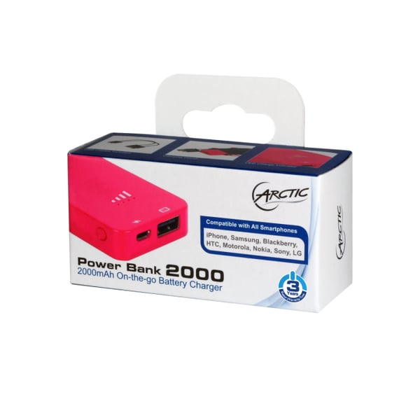 ARCTIC Power Bank 2000 Lithium polymer (LiPo) 2000 mAh Lyserød