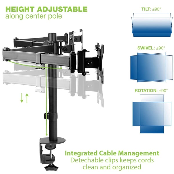 Techly ICA-LCD 482-T skærmbeslag og -stativer 61 cm (24") Skrivebord Sort