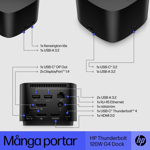 HP Thunderbolt Dock G4 - Dockningsstation - 2 x DP, Thunderbolt, USB-C, HDMI