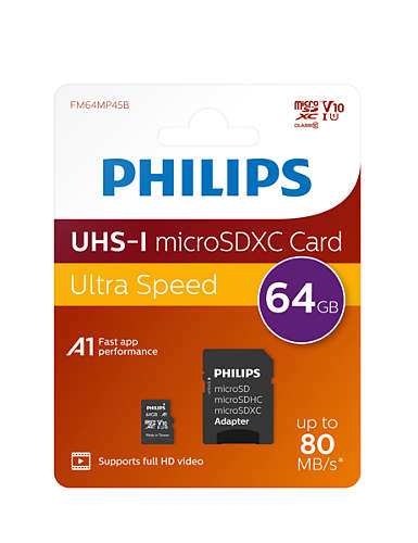 Philips FM64MP45B/00 flashminne 64 GB MicroSDXC UHS-I Klass 10