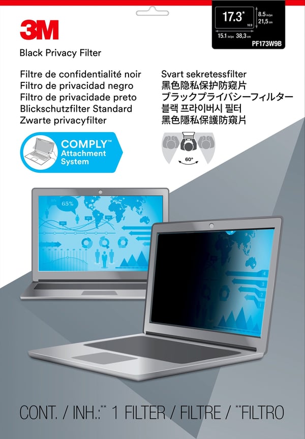 3M databeskyttelsesfilter til 17,3" widescreen laptop