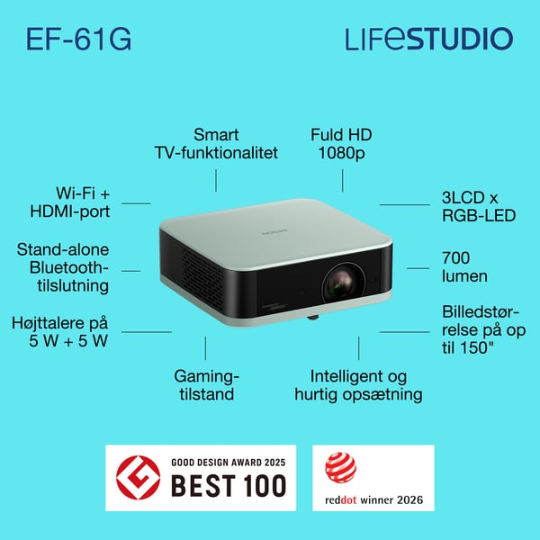 Epson Home Cinema Lifestudio Pop — EF-61G isgrøn