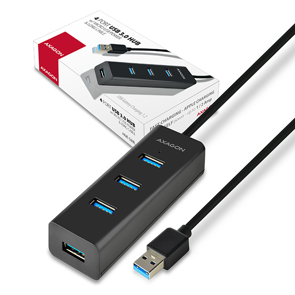 Axagon HUE-S2BL gränssnittshubbar USB 3.2 Gen 1 (3.1 Gen 1) Type-A 5000 Mbit/s Svart