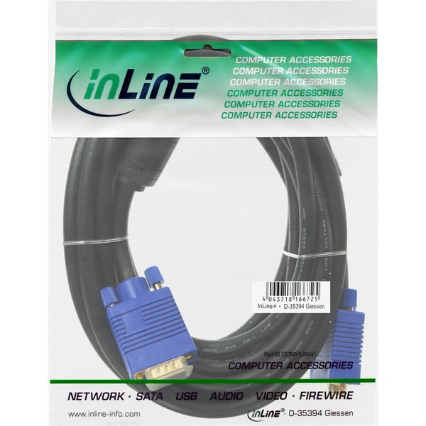 InLine 17805S VGA-kaapeli 0,5 m VGA (D-Sub) Musta