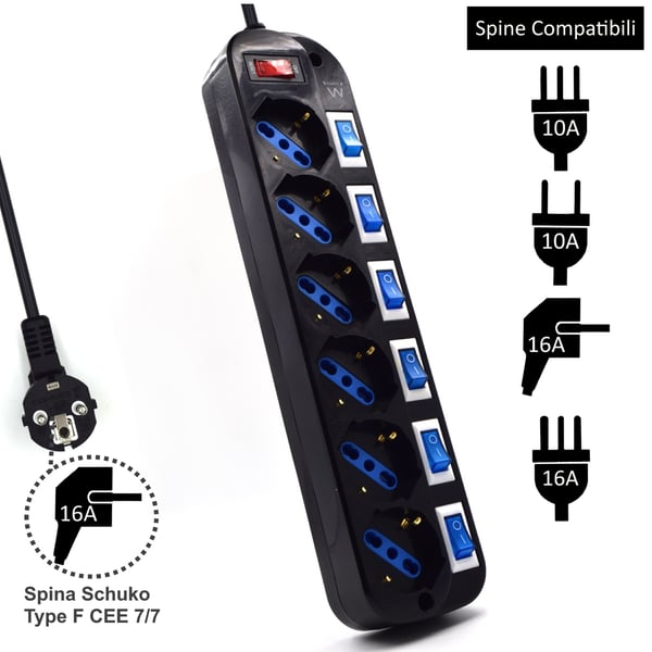Ewent EW3851 overspændingsbeskytter Sort 6 AC stikkontakt(er) 220 V 1,5 m