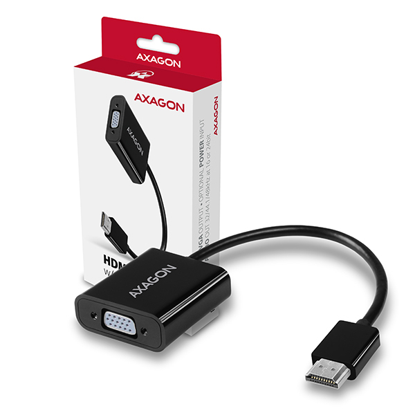 Axagon RVH-VGAN videokabeladapter 0,15 m HDMI Typ A (standard) VGA (D-Sub) Svart