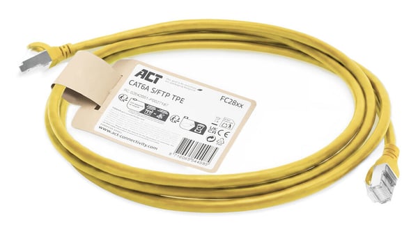 ACT FC2800 nätverkskablar Gul 0,5 m Cat6a S/FTP (S-STP) Rund