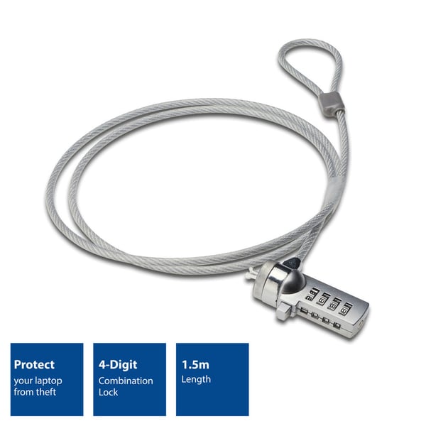 ACT AC9015 kabellås Silver 1,5 m