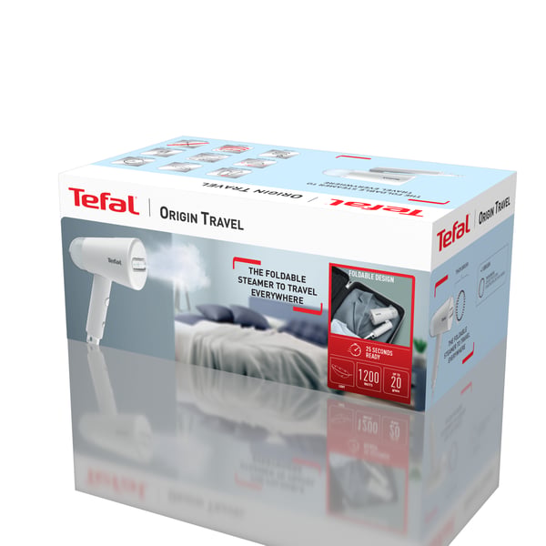 Tefal Origin Travel DT1020 Kannettava vaatehöyrystin 0,07 L 1200 W Harmaa, Valkoinen
