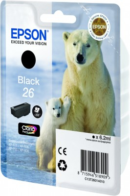 Epson Polar bear Yksittäispakkaus, musta 26 Claria Premium -muste