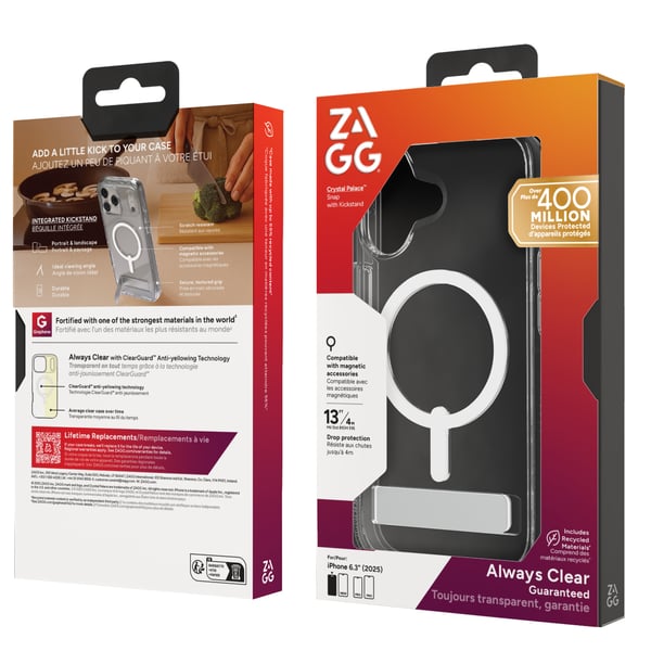 ZAGG Crystal Palace Snap Kickstand mobiltelefon etui 16 cm (6.3") Cover Transparent