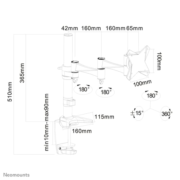 Neomounts FPMA-D1330WHITE skærmbeslag og -stativer 76,2 cm (30") Skrivebord Hvid