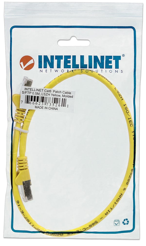 Intellinet 350464 netværkskabel Gul 0,5 m Cat6a S/FTP (S-STP)