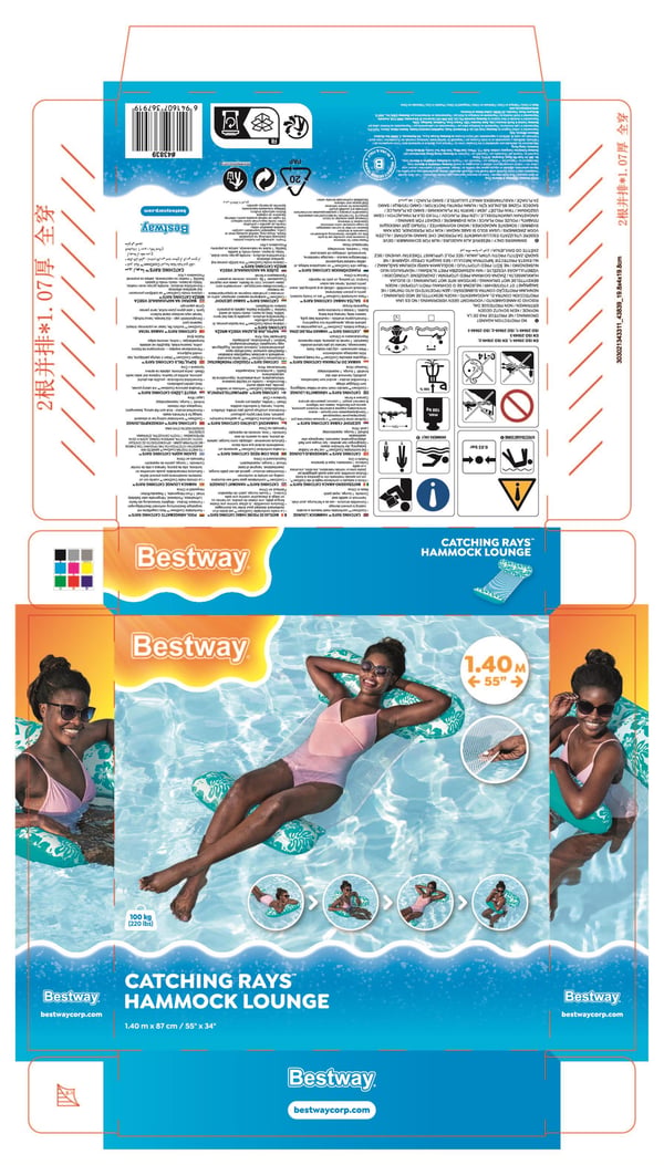 Bestway 43839 pool og strand flyder Blå, Hvid Mønster PVC Flydende madras