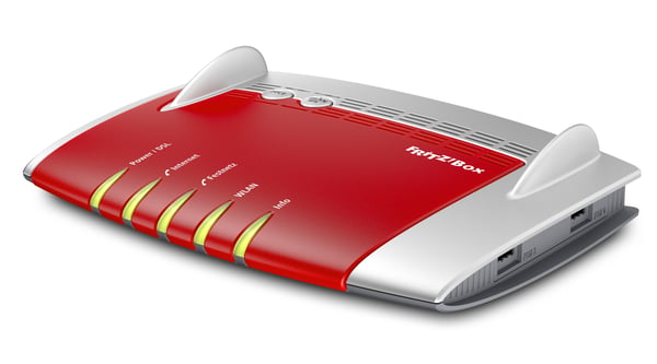 FRITZ! Box 7490 trådlös router Gigabit Ethernet Dual-band (2,4 GHz / 5 GHz) Röd, Silver