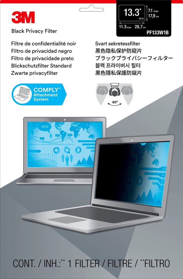 3M databeskyttelsesfilter til 13,3" widescreen laptop (16:10)