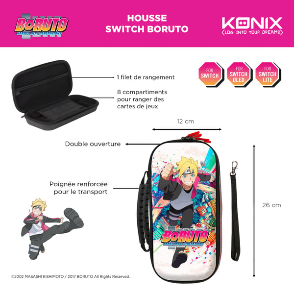 Konix Boruto 81531118356 väskor för bärbara spelkonsoller Hårt fodral Nintendo EVA (Ethylene Vinyl Acetate) Multifärg